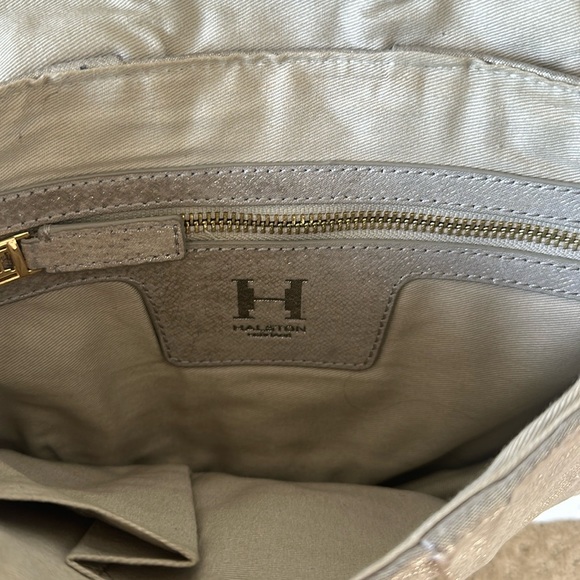 Halston Heritage Top Handle Gold & Metalic Leather Bag - Picture 4 of 9